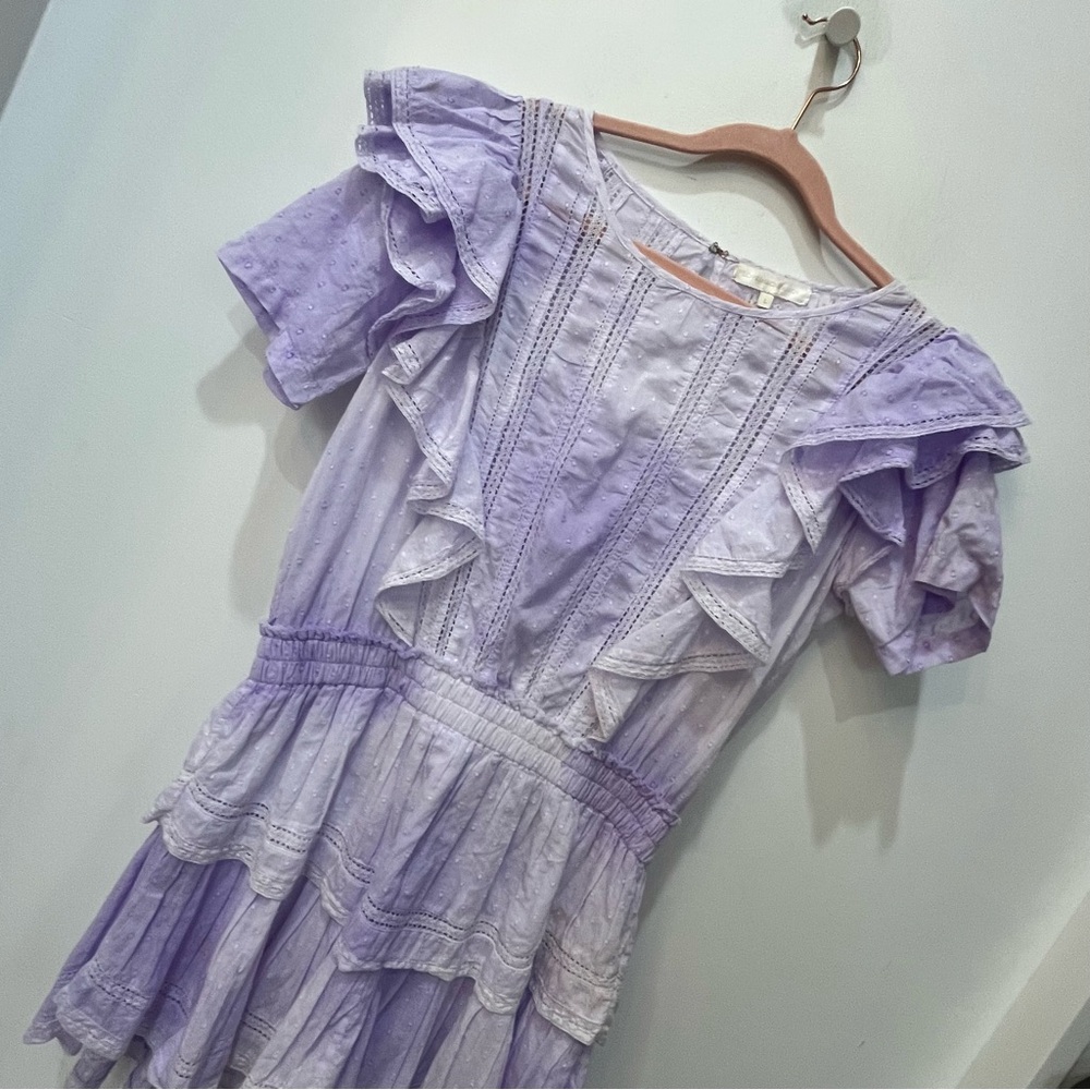 LoveShackFancy Lavender Ruffle Mini Dress - Picture 5 of 9